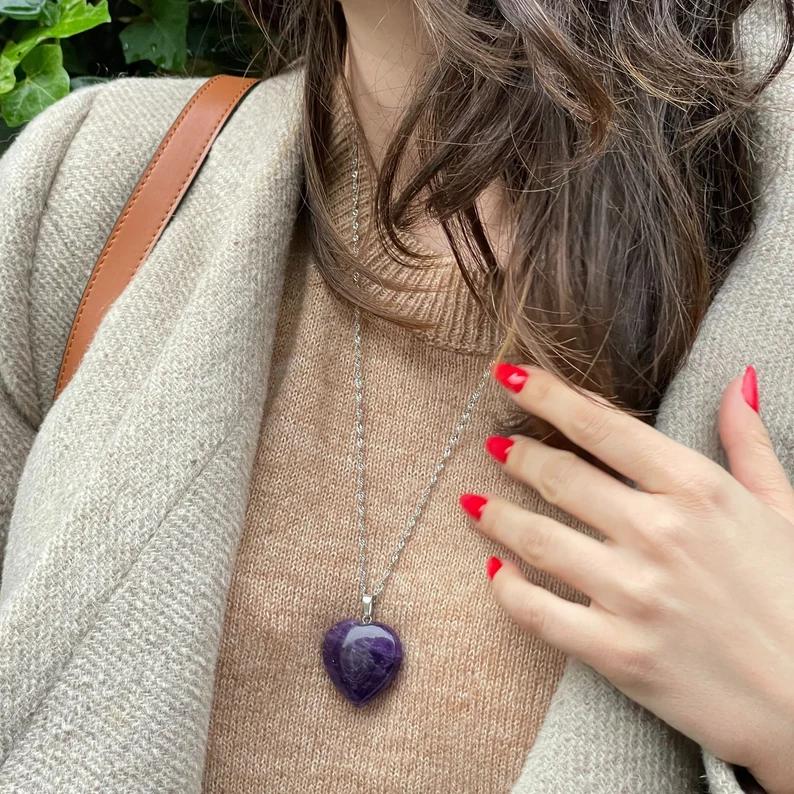 گردنبند آمیتیست قلبی